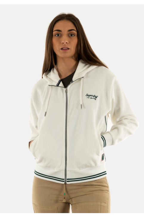 Sweat superdry country club velour zip 71d off white main product photo
