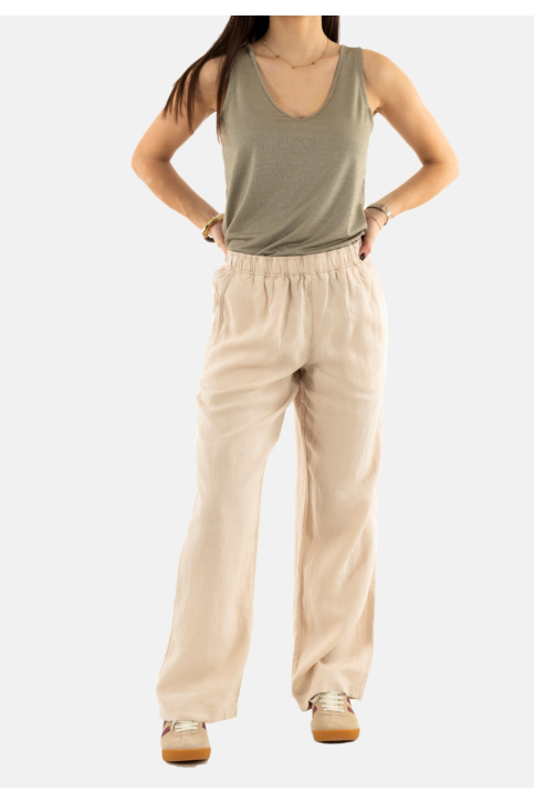 Pantalons superdry linen drawstring 2pq pumice stone beige main product photo