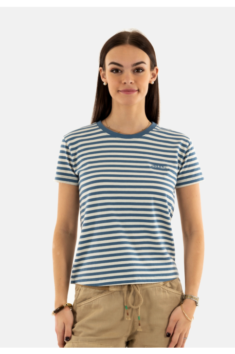 Tee shirt superdry essential logo str fitted 1in wedgewood blue stripe main product photo