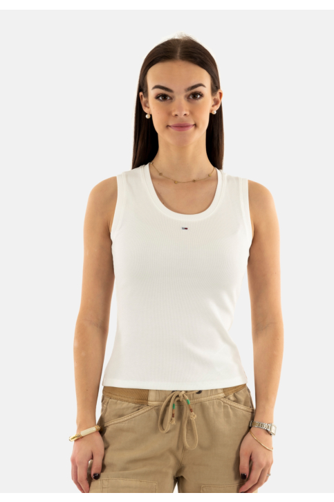 Debardeurs tommy jeans essential rib ta ybl ecru main product photo