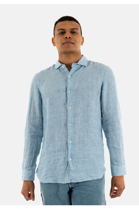 Chemise superdry vacation l/s linen fwj azure blue stripe main product photo