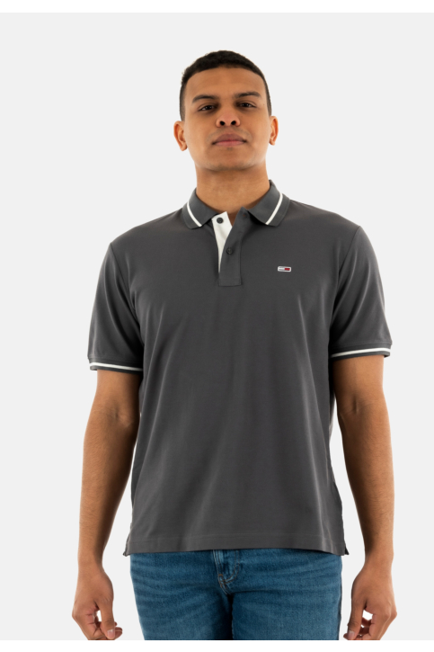 Polos tommy jeans reg tipped pt2 washed black main product photo