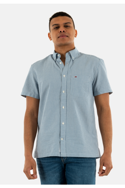 Chemise manches courtes tommy jeans reg seersucker s dy6 colorado blue stripes main product photo