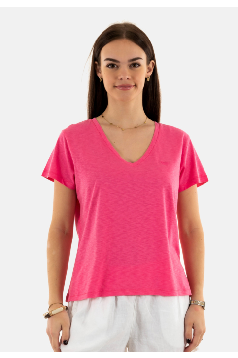 Tee shirt superdry studios slub emb vee 3lu azalea pink main product photo
