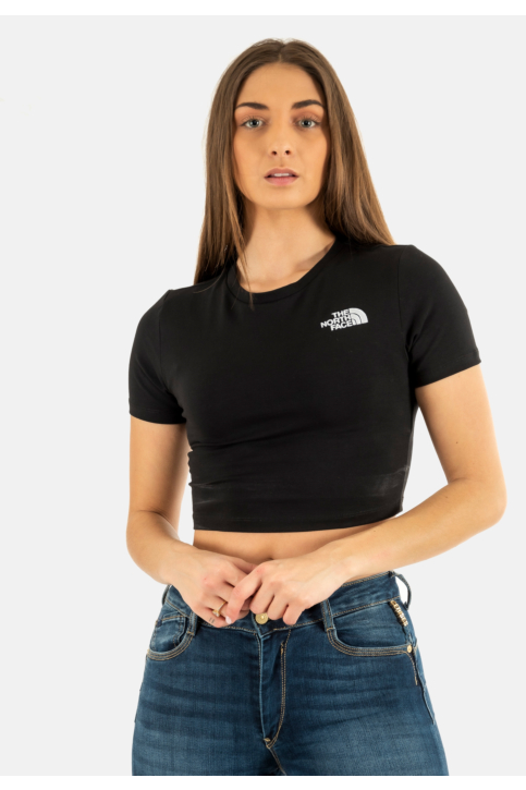 Tee shirt the north face s/s essential cropped slim jk3 tnf black main product photo