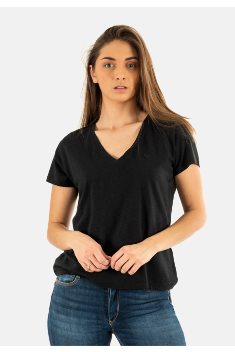 Tee shirt superdry studios slub emb vee 02a black main product photo