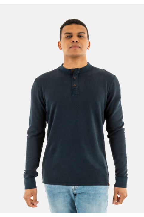 Tee shirt manches longues superdry lw textured grandad 98t eclipse navy main product photo