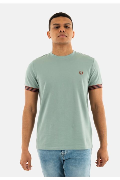 Tee shirt fred perry striped cuff x06 silver blue main product photo