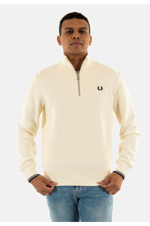 Sweat fred perry half zip y24 ecru/tennis blue main product photo