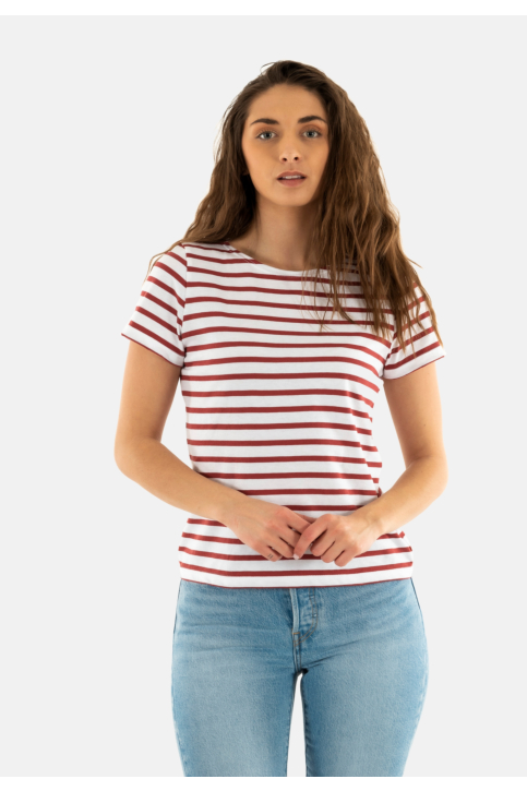 Tee shirt saint james etrille ii neige/terracotta main product photo