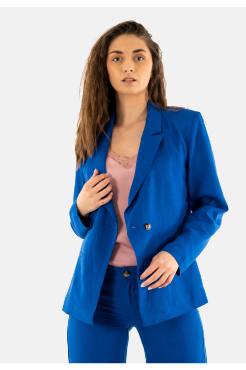 Blousons et vestes freeman t. porter bernie plain linen lin24 f453 dazzling blue main product photo