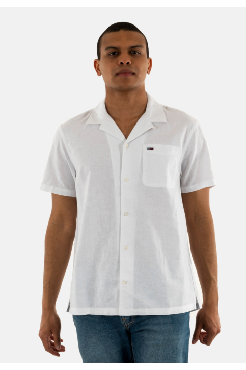 Chemise manches courtes tommy jeans linen blend camp ybl ecru main product photo