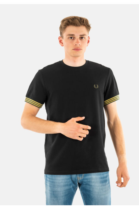 Tee shirt fred perry striped cuff r88 black main product photo