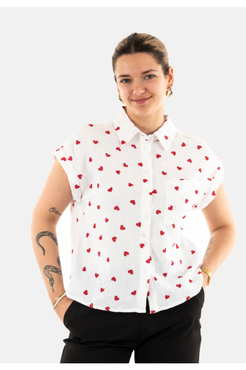 Chemisier manches courtes only thyra bright white w equestrian red heart main product photo