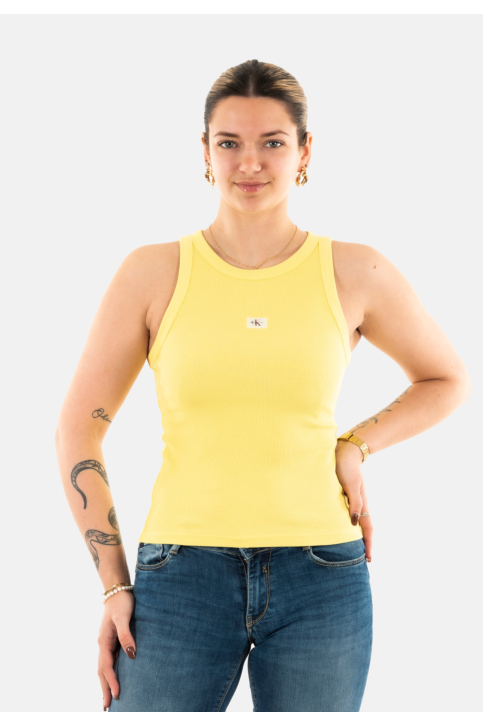 Debardeurs calvin klein jeans washed woven lin muted lime main product photo