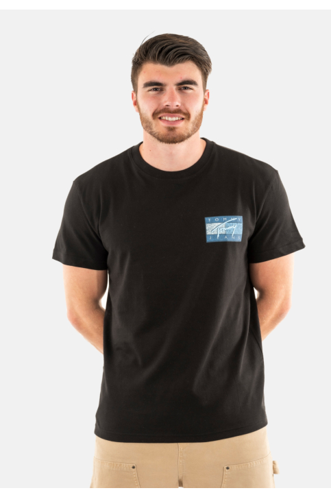 Tee shirt tommy jeans reg rwb flag bds black main product photo