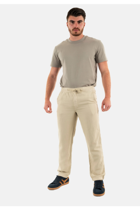 Pantalons superdry merchant linen s1f abbey stone main product photo