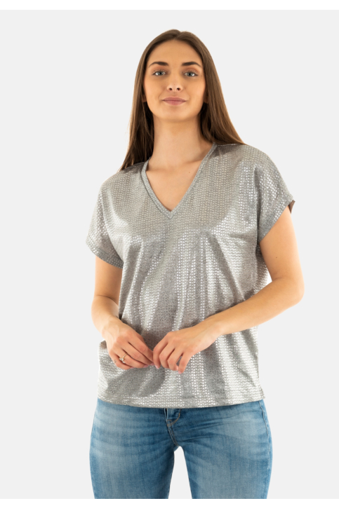 Tee shirt only mirinda light grey melange silver metallic main product photo