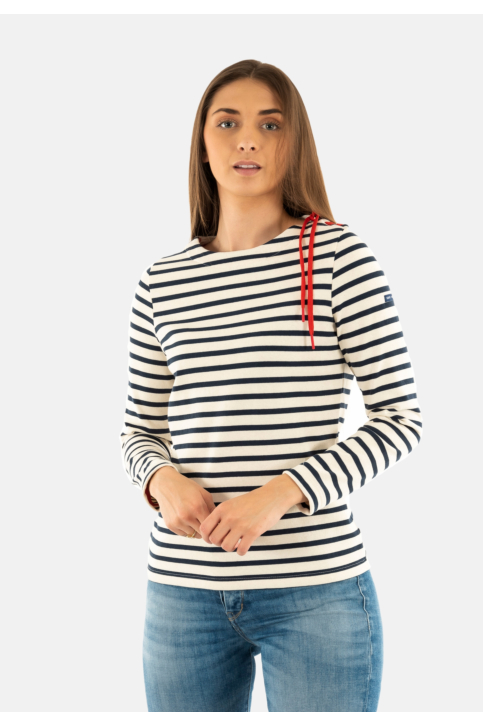 Pull leger saint james cavalaire ecru/marin/tulipe main product photo