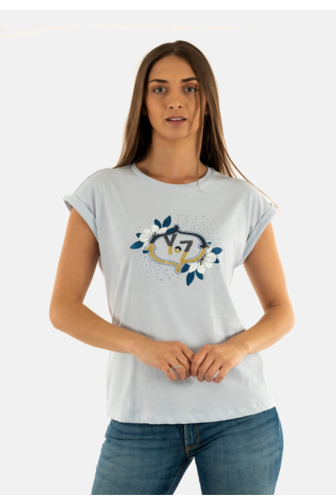 Tee shirt yes zee t239 s100 0792 azzurro pastello main product photo