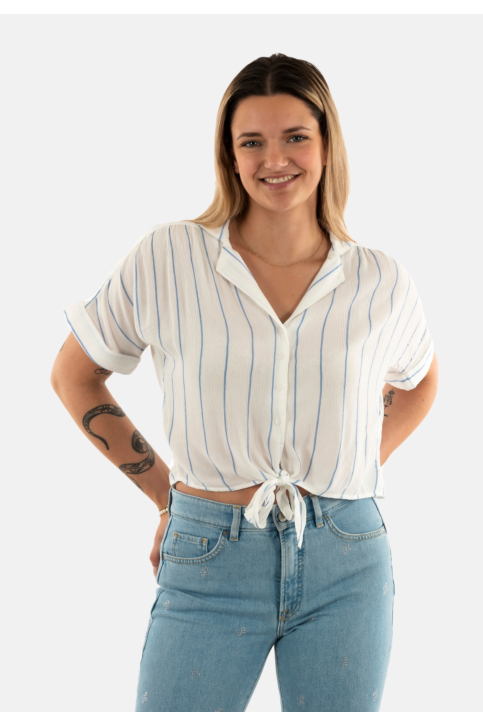 Chemisier manches courtes only paula cloud dancer wide blue bonnet stripe main product photo