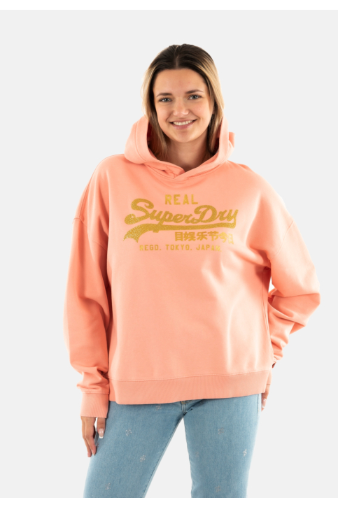 Sweat superdry vl rhinestone relaxed 5vo peach amber main product photo
