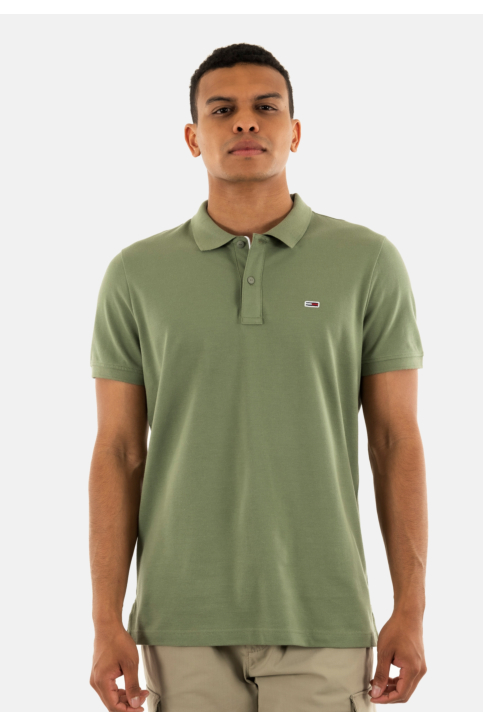 Polos tommy jeans slim placket mr6 aruba green main product photo