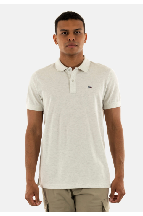 Polos tommy jeans slim placket pmt grey htr main product photo