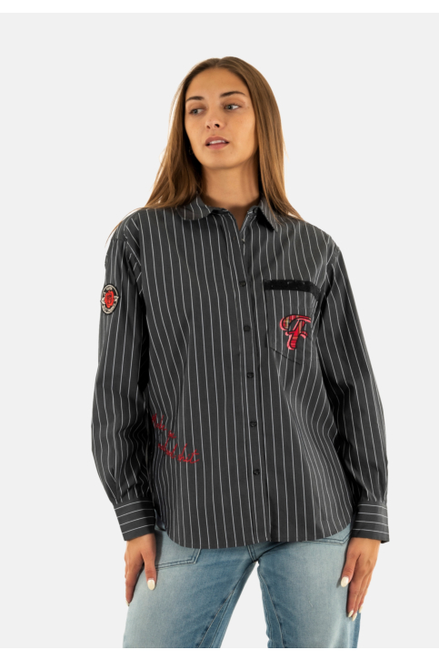 Chemisier freeman t. porter chella patches pes70 f0057 charcoal grey main product photo