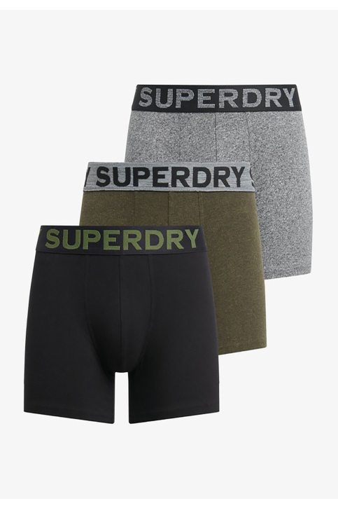 Calecons et slips superdry boxer triple pack 1ms karst black mega grit/winter khaki grit/ main product photo