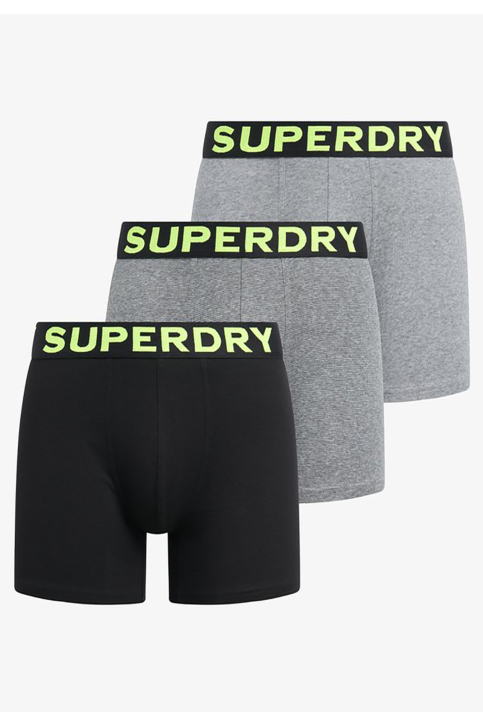 Calecons et slips superdry boxer triple pack b2l ath grey feeder/blk stripe/blk main product photo