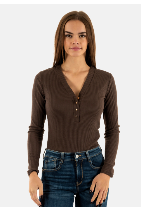 Tee shirt manches longues grace & mila taro chocolat main product photo