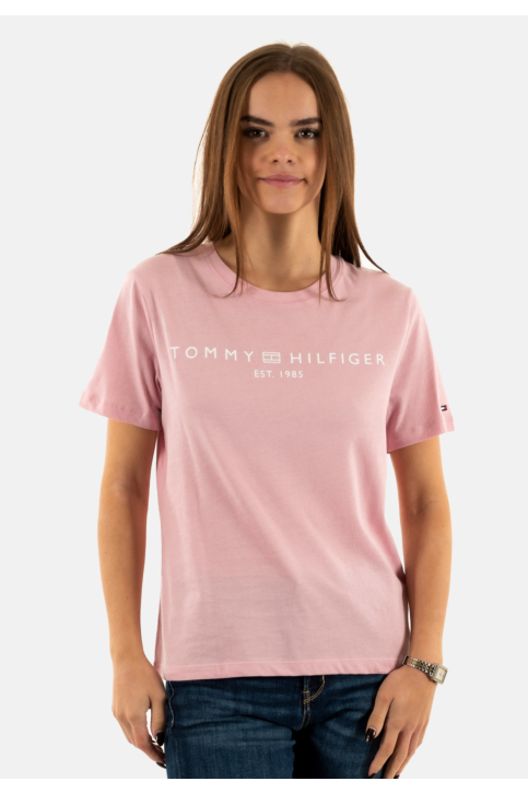 Tee shirt tommy jeans reg corp logo tpg bonita pink main product photo