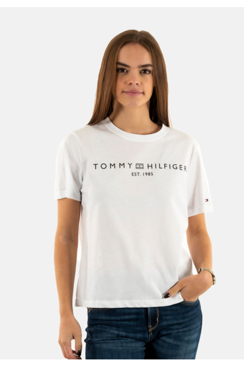 Tee shirt tommy jeans reg corp logo ycf th optic white main product photo