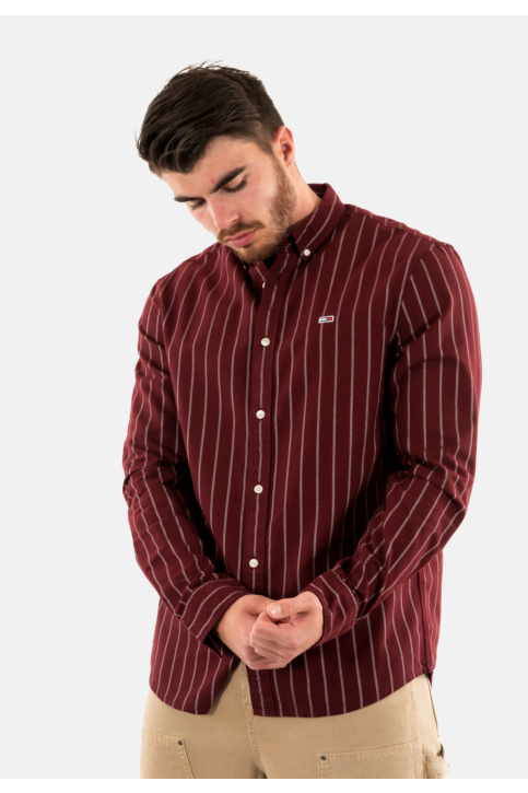 Chemise tommy jeans reg oxford strip vlp deep rouge stripe main product photo