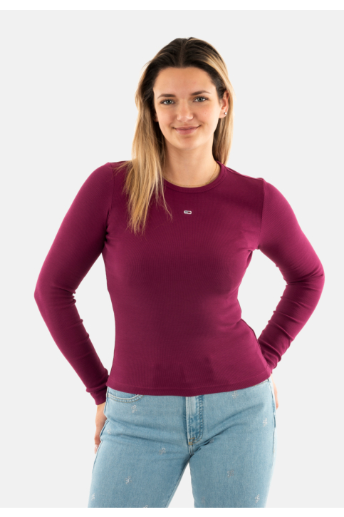 Tee shirt manches longues tommy jeans slim essential vvk valley grape main product photo