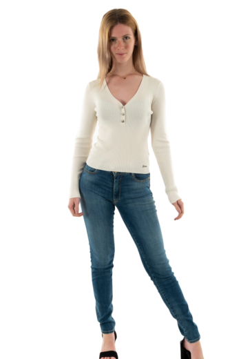 Pull hiver guess jeans blaire g012 cream white