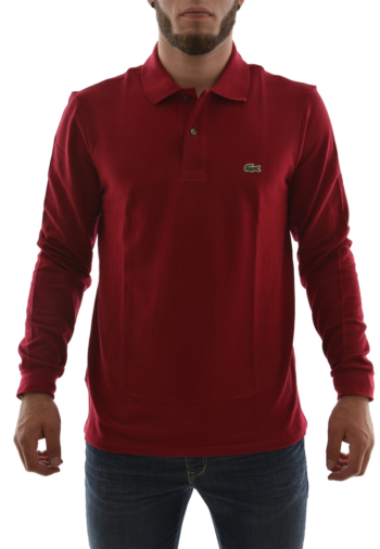 Polos manches longues lacoste l1312 476 bordeaux