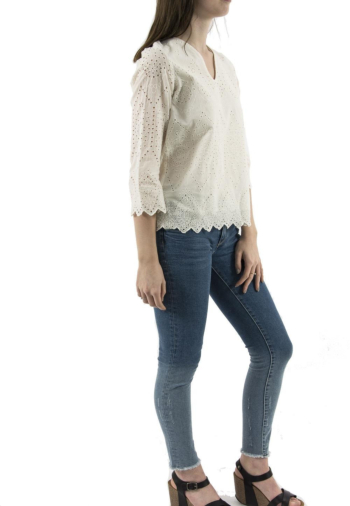 tee shirt manches longues Veromoda 10210610 ebba blanc