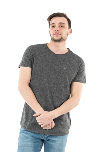 Tee shirt tommy jeans slim jaspe c neck bds black