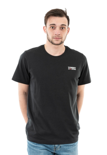 Tee shirt tommy jeans regular corp log bds black