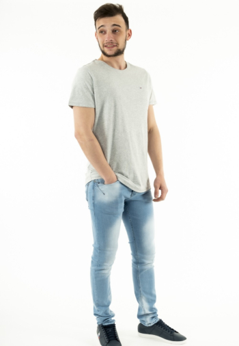 Tee shirt tommy jeans slim jaspe c neck p01 lt grey htr
