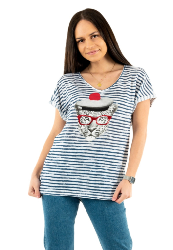 tee shirt le boudoir d'edouard be1024 ecru/marine