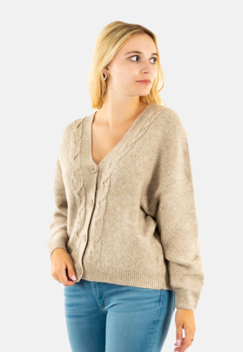 gilets cardigans ichi mylle 1304011 oatmeal melange