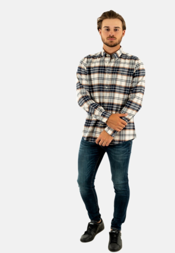 Chemise barbour portdown tailored shirt be11 ecru