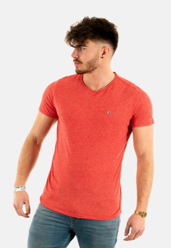 Tee shirt tommy jeans slim jaspe c neck xnl deep crimson