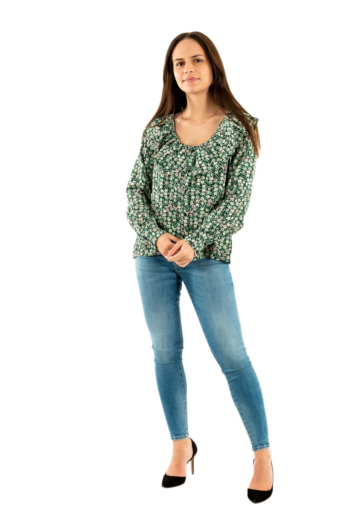 Tee shirt manches longues ichi glover 201183 multi color holly green