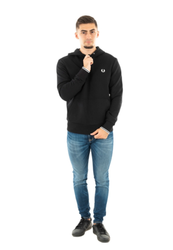 Sweat fred perry tipped hooded sweatshirt 102 black