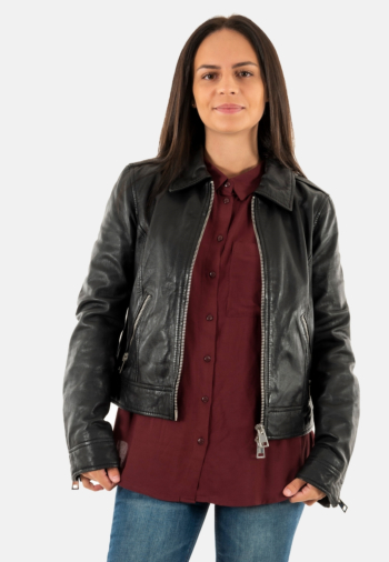 Blousons cuir oakwood jade noir