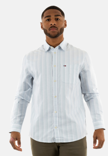 chemise tommy jeans reg oxford c1o breezy blue stripe